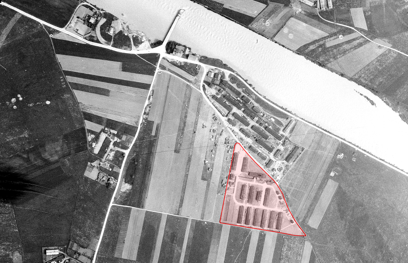 Aerial view of Reichenau camp 1945